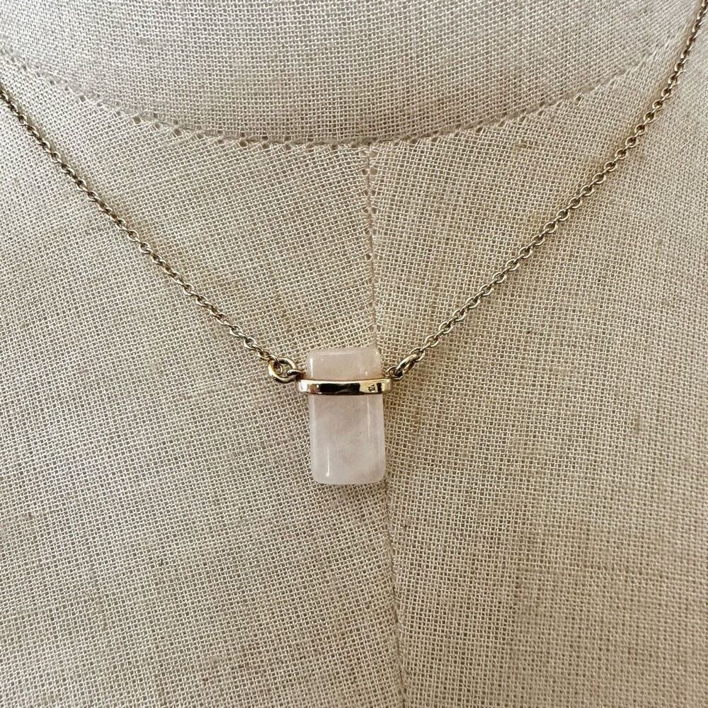 SU CH rose quartz dainty pendant necklace
